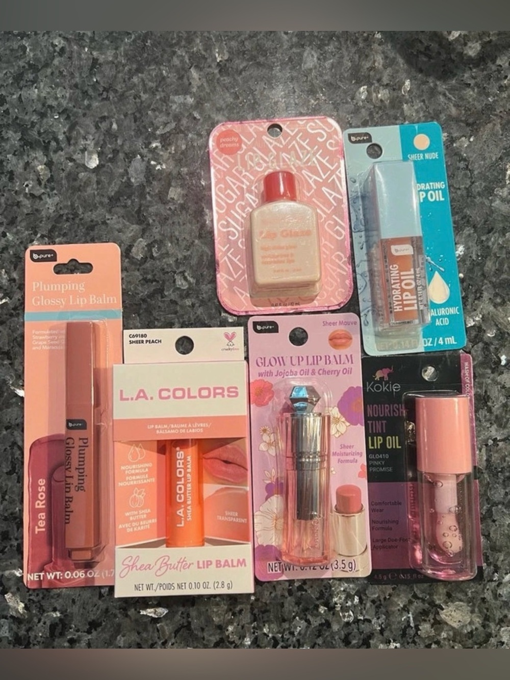 6 Lipstick Balm Lipgloss Lip Oil Kokie B-pure LA Colors Lip Balm Lip Glaze